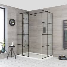 This primary bathroom features beautiful tiles floors. Milano Barq Corner Walk In Shower Enclosure With Tray Choice Of Sizes