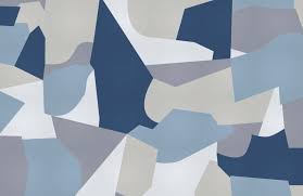 Blue Gray Camo Shapes Wallpaper Mural