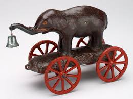 Elephant on Wheels" (converted bell toy) mechanical bank | Mia