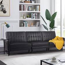 futon sofa bed faux leather 3 seater