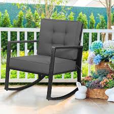 Gymax Wicker Outdoor Rocking Chair
