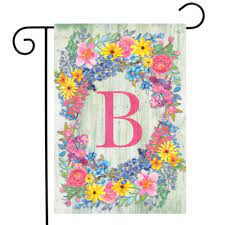Spring Monogram Letter B Garden Flag