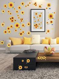 4pcs 3d Sunflower Wall Stickers Self