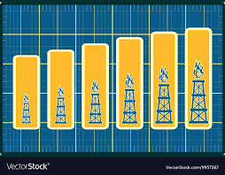 Gas Rig Icons On Blueprint Chart Diagram