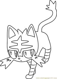 There are two red stripes around each of its legs and two horizontal stripes with a vertical stripe across them on its forehead. Litten Pokemon Sun And Moon Coloring Page For Kids Free Pokemon Sun And Moon Printable Coloring Pages Online For Kids Coloringpages101 Com Coloring Pages For Kids