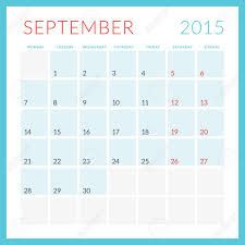 Calendar 2015 Vector Flat Design Template September Week Starts