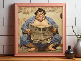 Quirky Bathroom Art I Japanese Sumo