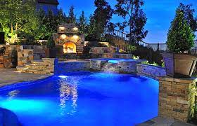 fireplace traditional pool