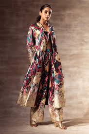 Matka Raw Silk Printed Ikat Trench Coat