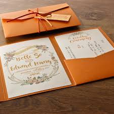 Us 125 0 Orange Wedding Invitations Envelope Wedding Invitation Card Wedding Invitation Customized Set Of 50 In Cards Invitations From Home