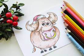 Как нарисовать быка цветными карандашами (пошаговый урок) | Сельская Газета  | Дзен