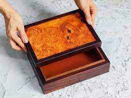 luxury jewelry box in burl wood