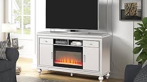 Ginger Solid Wood Modern Tv Stand With Electric Fireplace In White