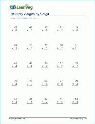 Multiply 2 X 1 Digits Worksheets K5
