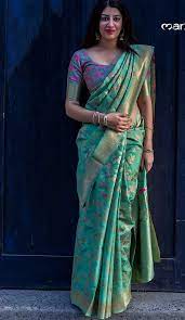 splendorous green color silk traditional wear designer saree blouse 805698344