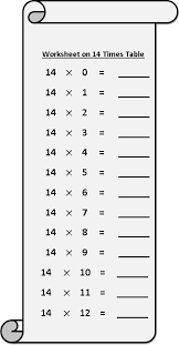 Worksheet On 14 Times Table Printable Multiplication Table