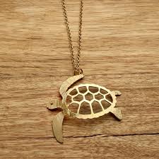 sea turtle necklace gold bamboo