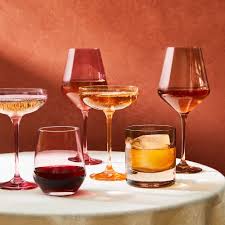 Estelle Colored Glass Estelle Hand Blown Colored Wine Glasses Set Of 6 Stemmed Wine Glass Blush