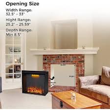 Valuxhome 33 In Black Electric Fireplace Insert With Thin Trim Adjustable Flame 3 Color Top Light