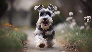 smiling little schnauzer running