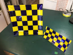 fused glass checkerboard plate set