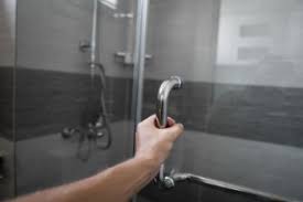 discolored glass shower doors