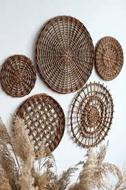 Set Of Brown Wicker Hanging Baskets