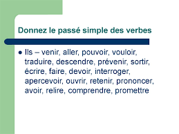 Les verbes du premier groupe au passé simple. Passe Simple Online Presentation
