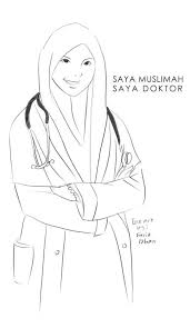 Tulle di tapak semaian contoh dan gambar untuk bilik. Lukisan Doktor Muslimah Female Sketch Digital Art Art