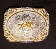 racehorse and jockey belt buckle two