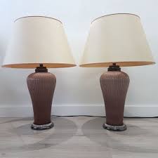 4.75 w x 19 h. Large Vintage Rose Porcelain Chrome And Titanium Table Lamps By Giulia Mangani Set Of 2 For Sale At Pamono