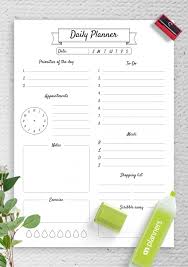 daily planner templates printable