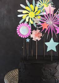 paper firework cake topper the house