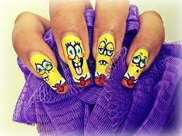 spongebob squarepants nail art by