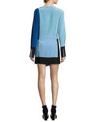Diane Von Furstenberg Colorblock Silk Crossover Mini Dress