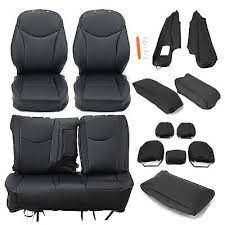 Black Leather Front Rear Seat Covers