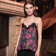 Cami Nyc The Racer Red Roses Silk Charmeuse Tank Nwt