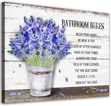Bathroom Rules Wall Art Purple Lavender