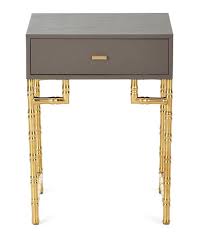 Gold Bamboo Frame White Drawer Side Table