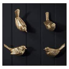 Golden Bird Wall Hooks Decorative Objects