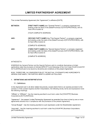 Limited Partnership Agreement 2 Template Word Pdf By