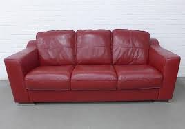 violino red leather three seat sofa on