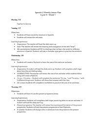 Spanish 2 Weekly Lesson Plan Cycle 4 Week 1 Monday 1 6