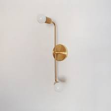 Offset Twin Arm Brass Wall Sconce