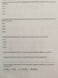 solved calculate the molecular formula