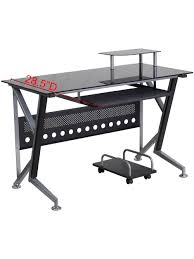 The modern design of the axley desk includes a spacious work area, so you can place the essentials at your fingertips. Flash Furniture Contemporary Glass Computer Desk Black Office Depot