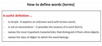 how to define define words terms