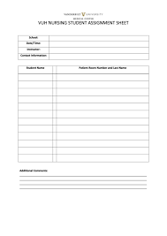 Nursing Student Assignment Sheet Template Printable Pdf Download