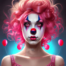 amazing detailed pretty female clown
