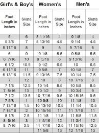Jackson Skate Size Chart